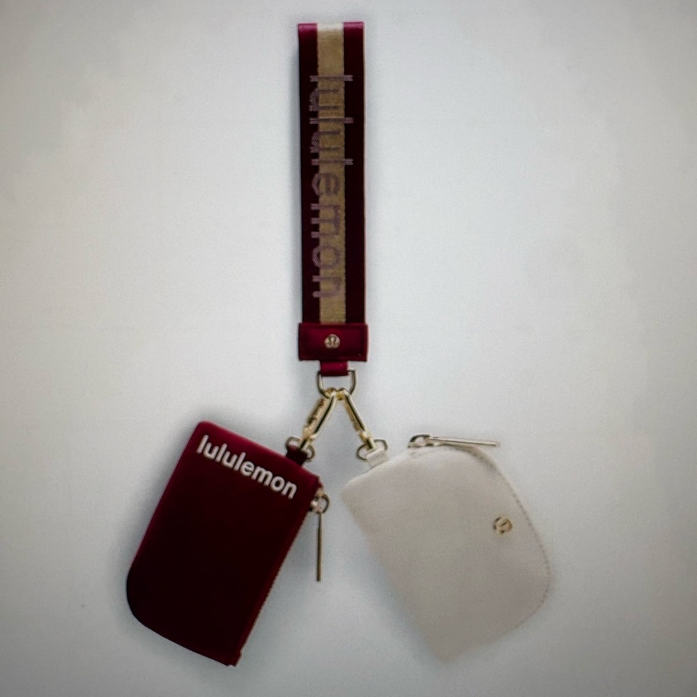 Lululemon Bone and Burgundy Dual Pouch Wristlet